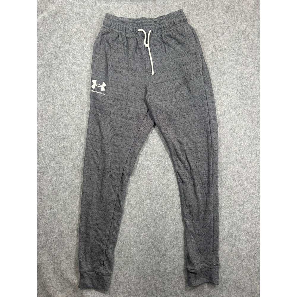 Under Armour Jogger Sweatpants Small Gray Heather Drawstring Mens Activewear